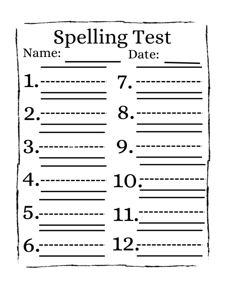 Spelling Test Template