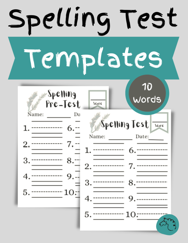 Unbridled Dreams Spelling Test Template 10 Words